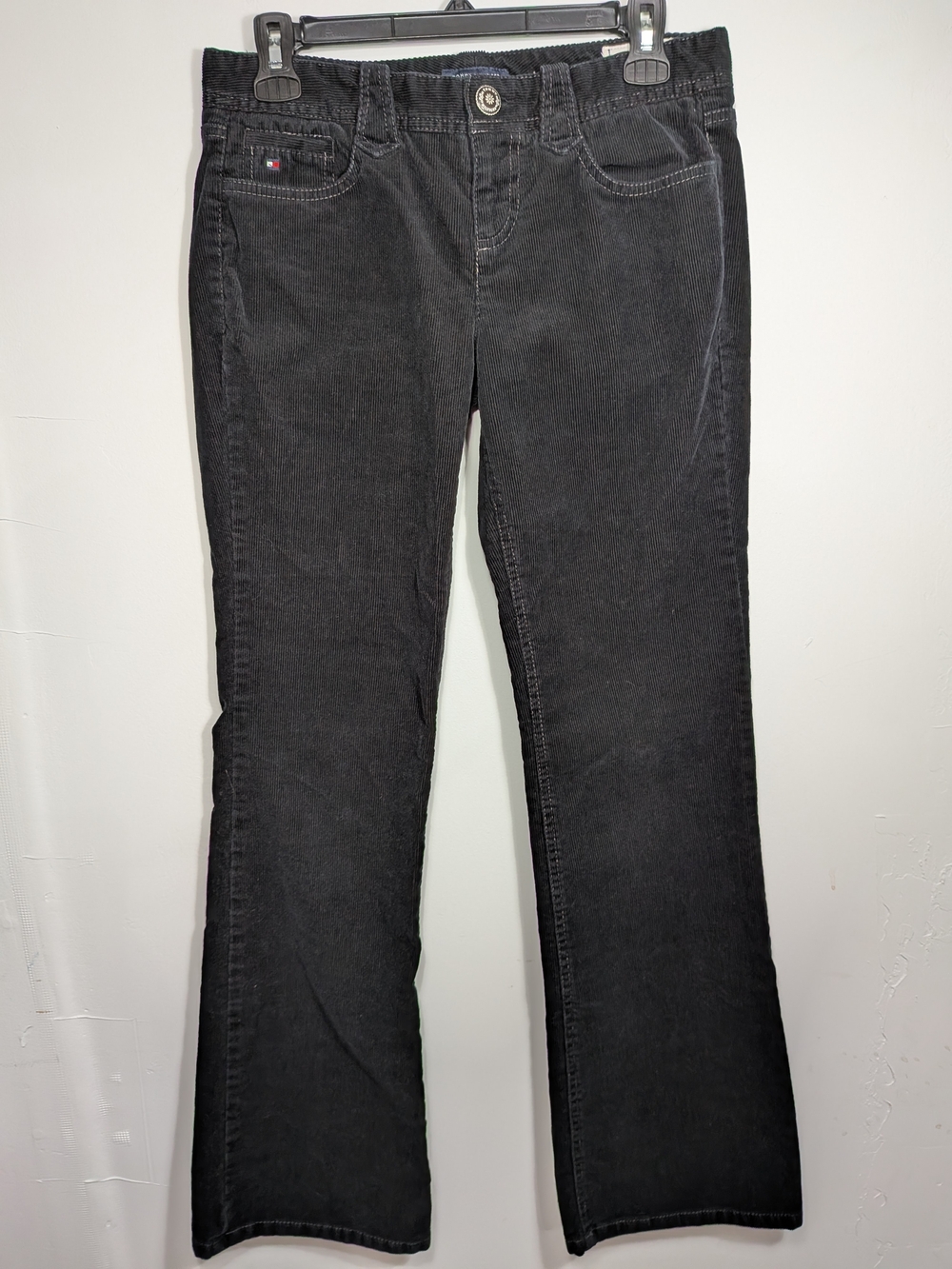 Tommy Hilfiger Women’s Black Corduroy Mid Rise Straight Leg Y2K Pants Size 4